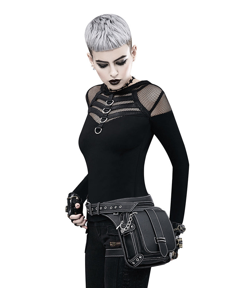 Retro Black Motorcycle Waist Bag