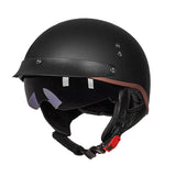 Vintage Half Face Motorcycle Helmet Matte Black
