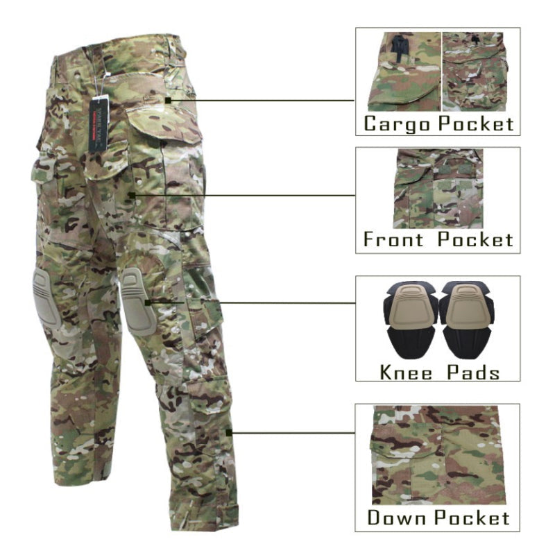 G3 Combat Pants with Knee Pads Rip-Stop Tactical Pants(With Removable Knee Pads)