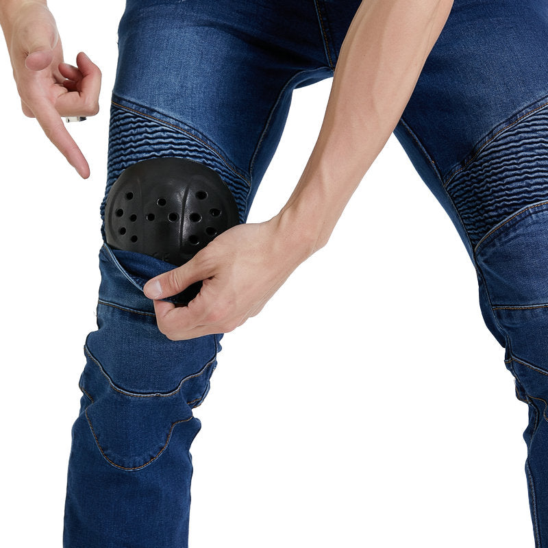 Motorcycle Riding N97 Jeans With Knee Pads - Blue