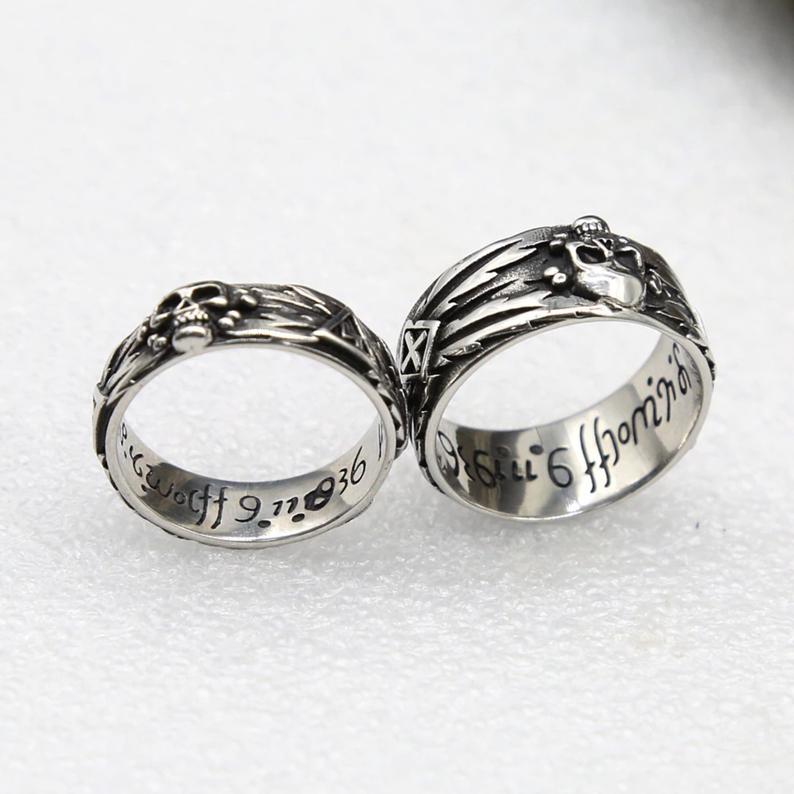 Gothic Skull Couple Band Rings