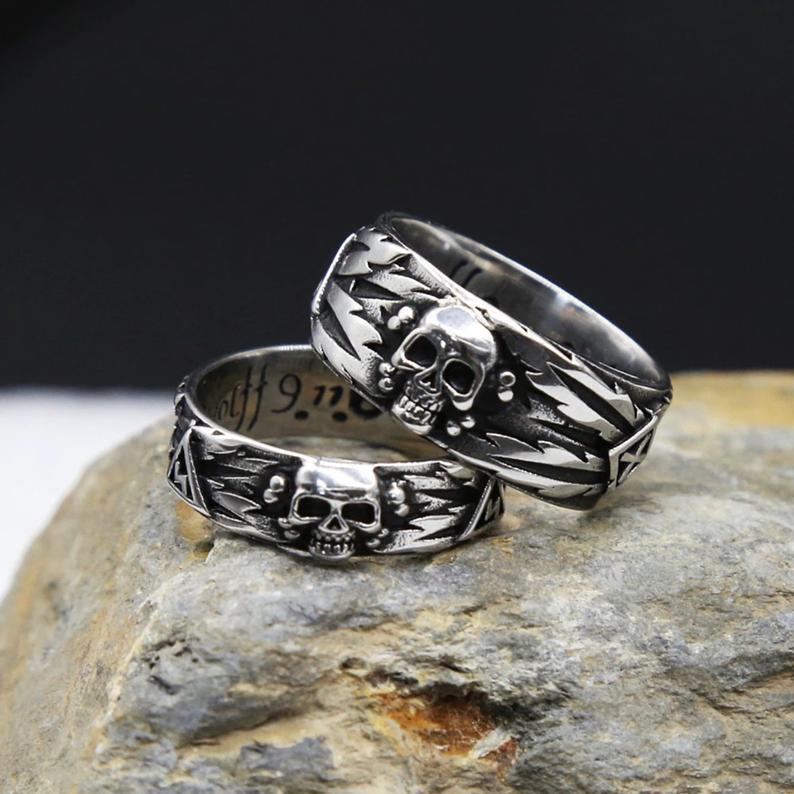 Gothic Skull Couple Band Rings