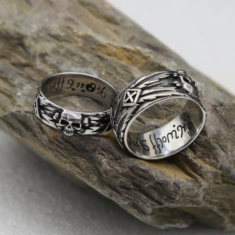 Gothic Skull Couple Band Rings