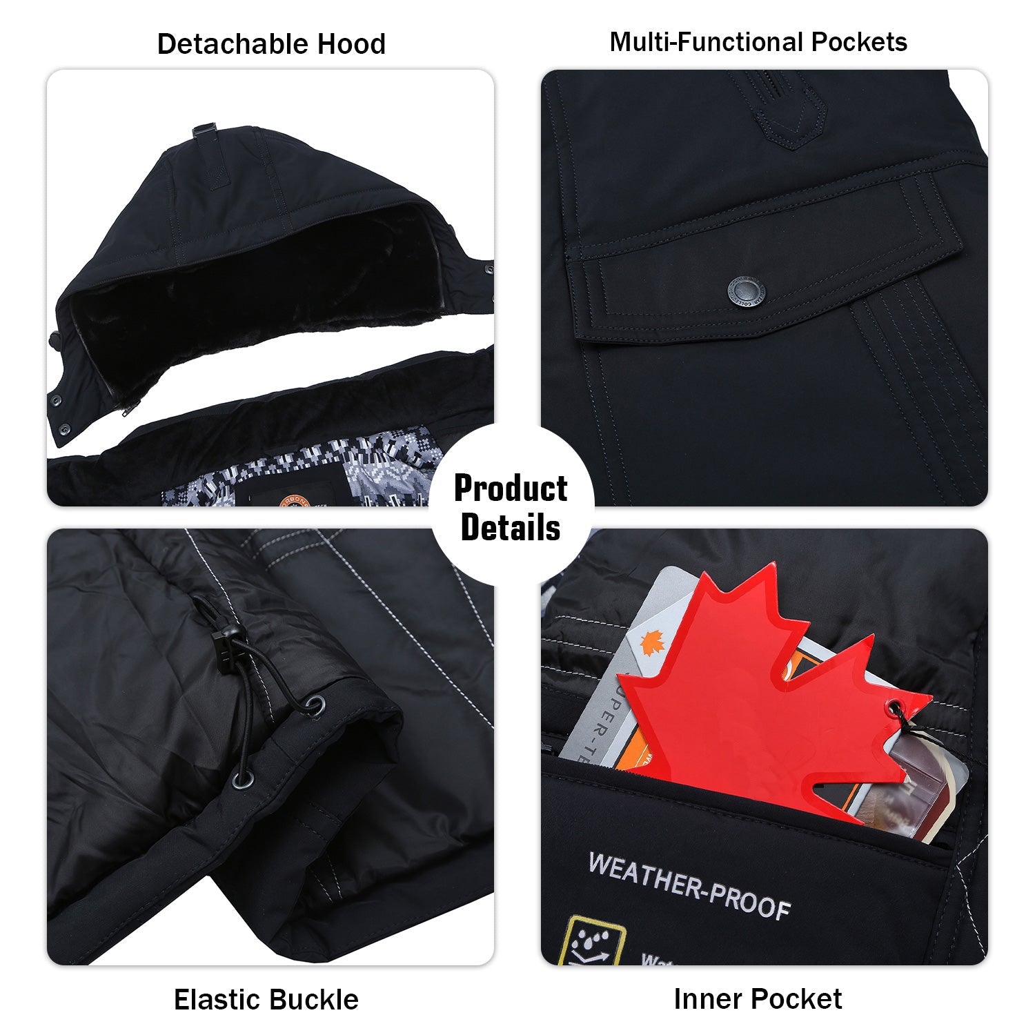 Fleece Detachable-hooded Weatherproof Extra Parka