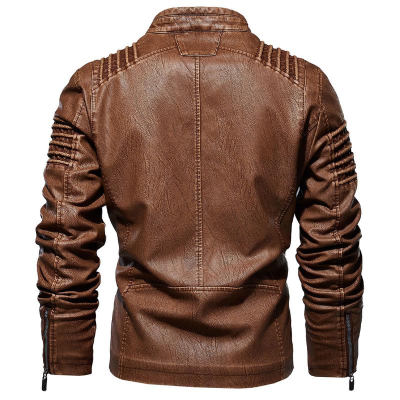 Leather Ripple Biker Jacket