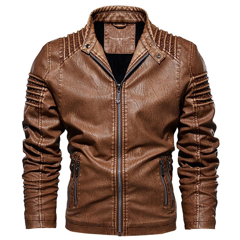 Leather Ripple Biker Jacket