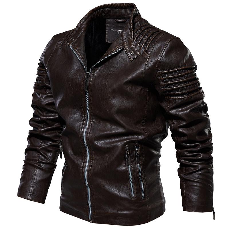 Leather Ripple Biker Jacket
