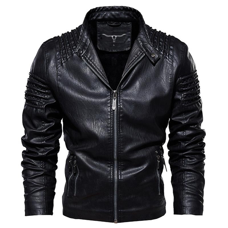 Leather Ripple Biker Jacket
