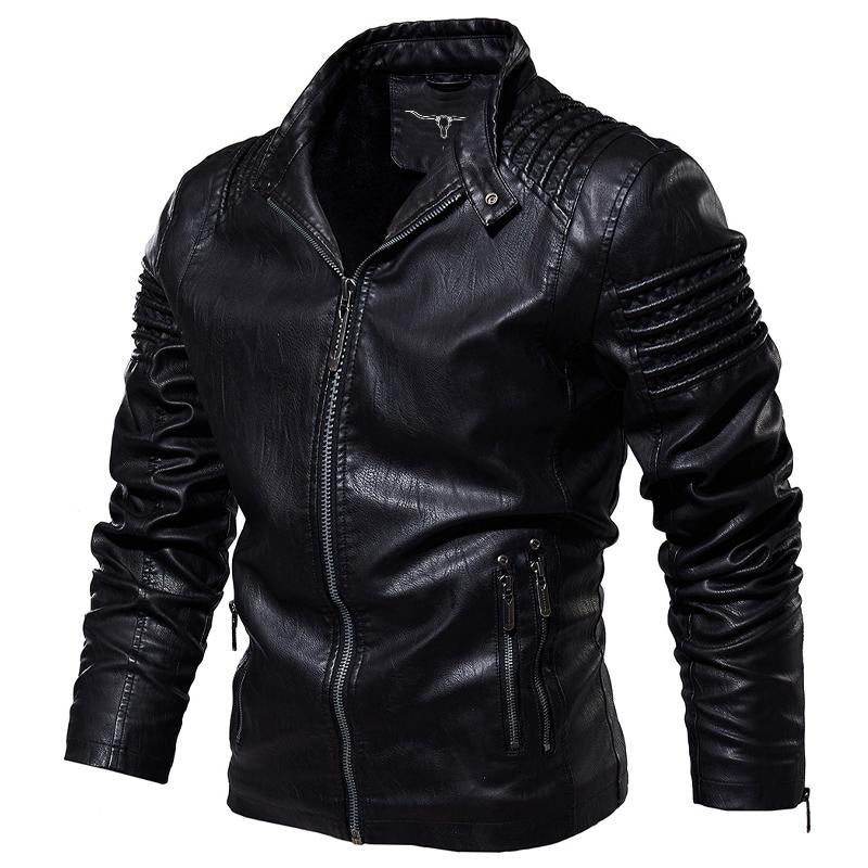 Leather Ripple Biker Jacket