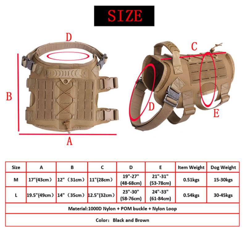 Nylon Tactical Service Dog Harness Heavy Duty Dog Training No Pull Dog Harness
