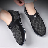 Men black Formal Shoes with Casual Chic Leather Slip On Flat Heel Loafers