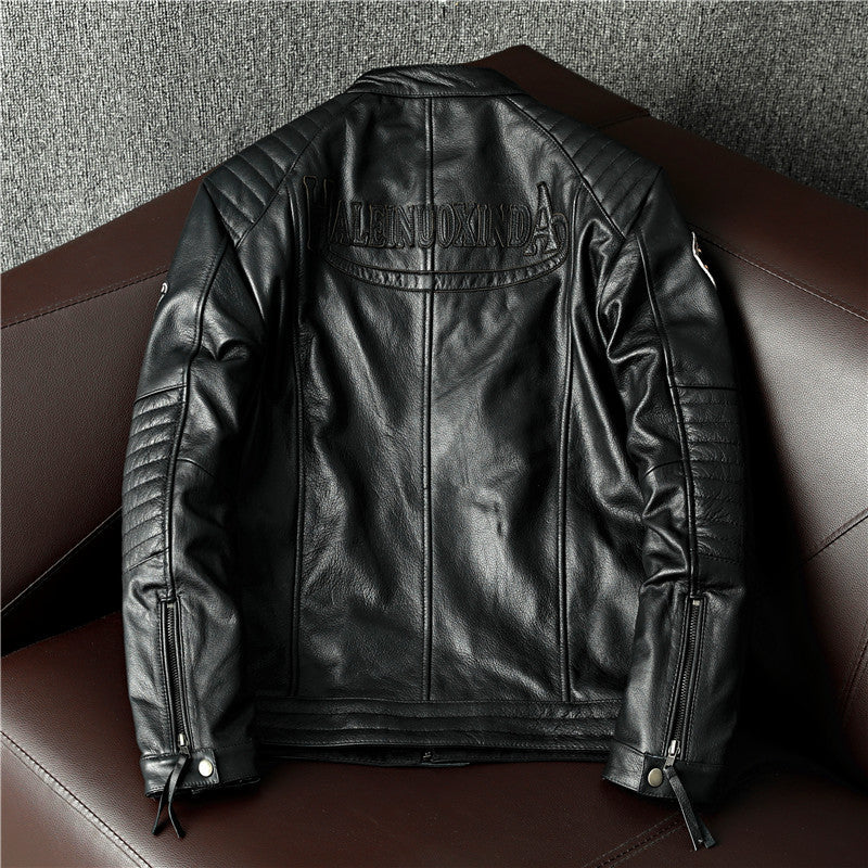 Moto Racing Black Leather Jacket