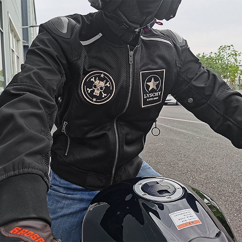 Mesh Bomber Moto Jacket With Armor