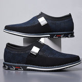 Men black Formal Shoes with Casual Chic Leather Slip On Flat Heel Loafers