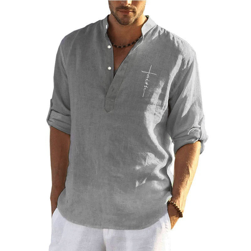Men's Outdoor Classic Casual Henley Collar Long Sleeve Shirt