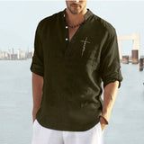 Men's Outdoor Classic Casual Henley Collar Long Sleeve Shirt