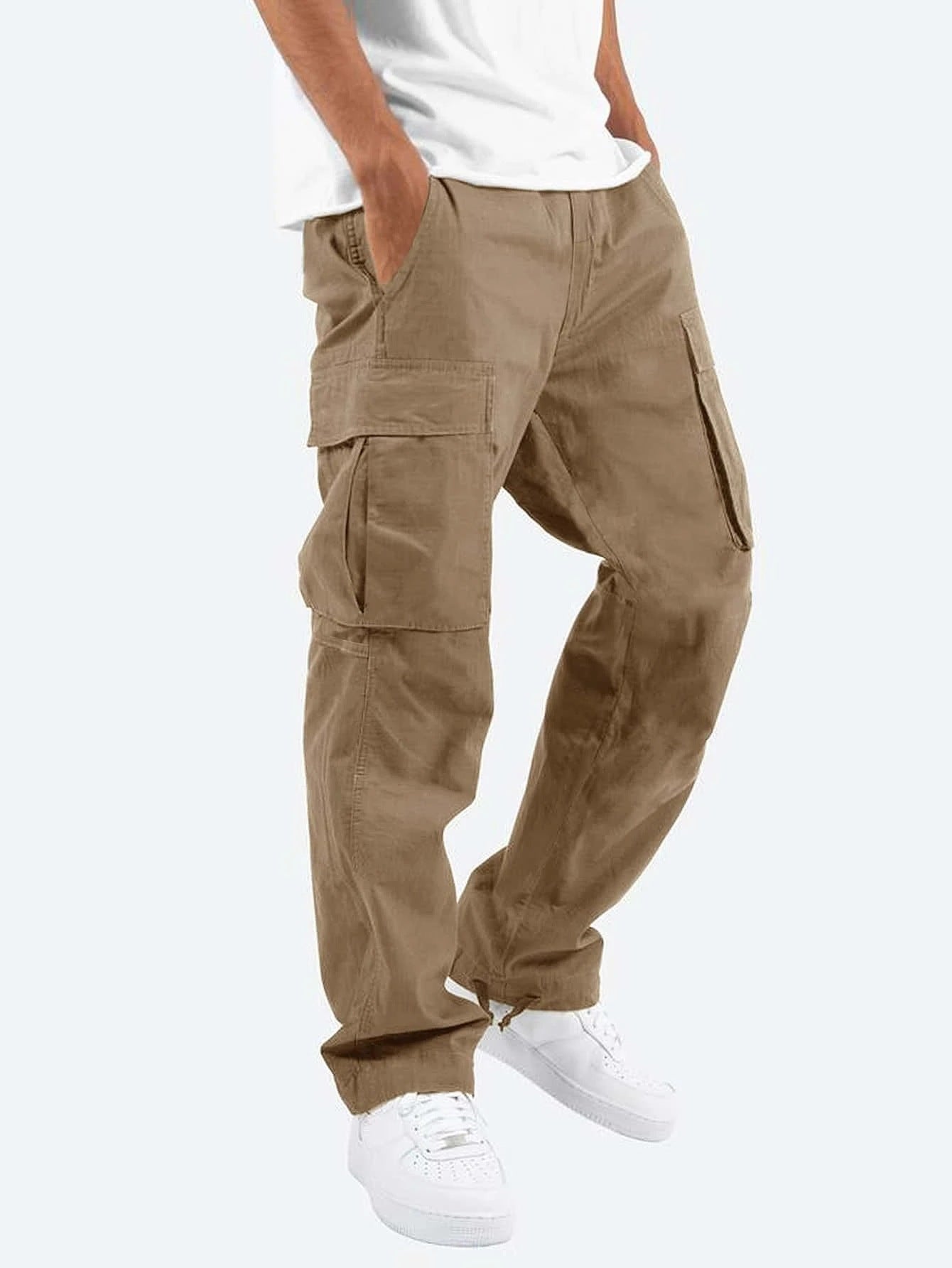 Men's Multi-Pocket Loose Straight-Leg Pants