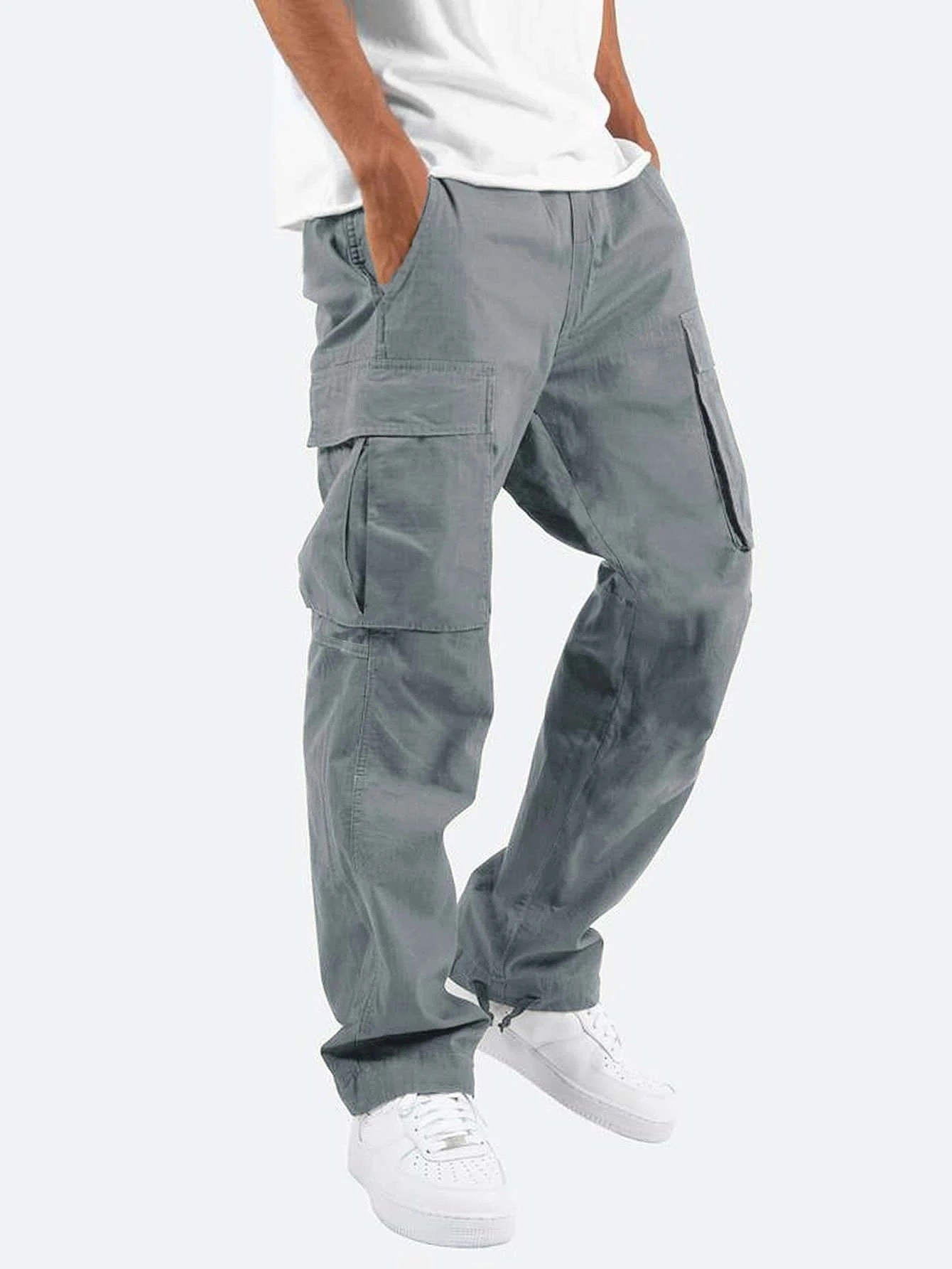 Men's Multi-Pocket Loose Straight-Leg Pants