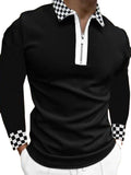 Men's Lapel Printed Fashion Zip-up Turn-down Collar Polo Shirts