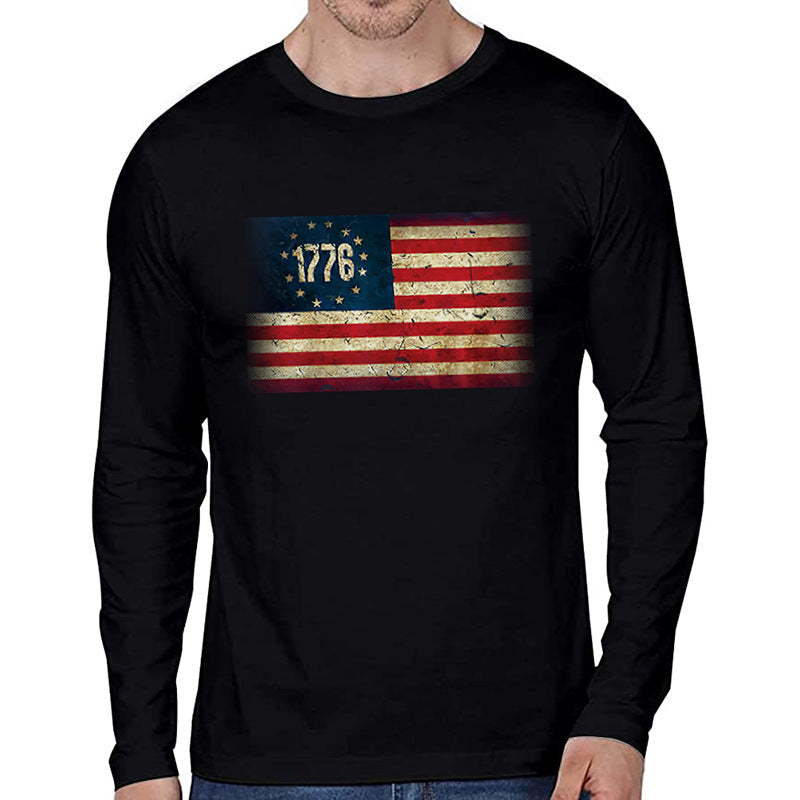 Men's 1776 Independence Day American Flag Print Patriotic Polo Shirt