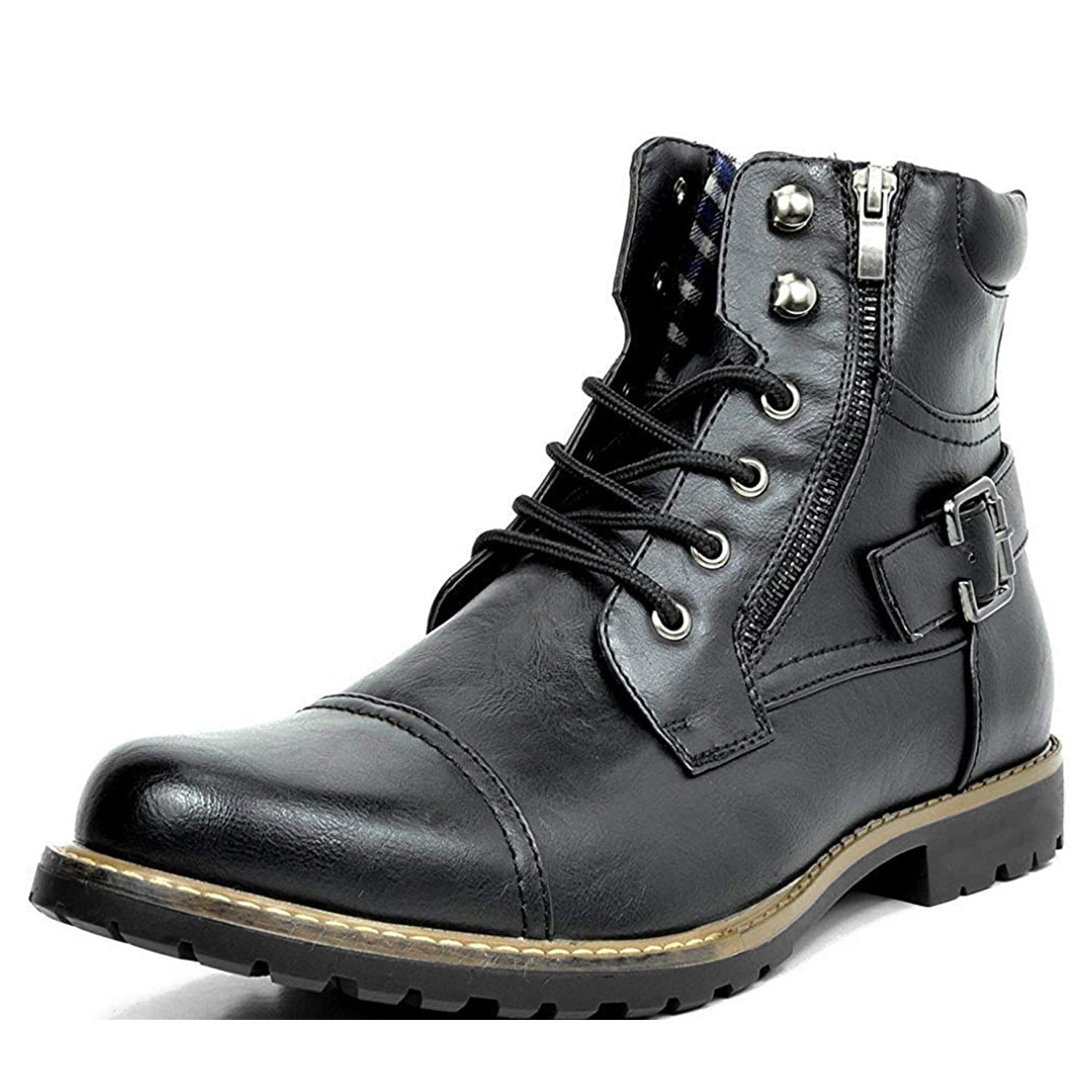 6'' Side Zipper Plain Toe Boot Perforation
