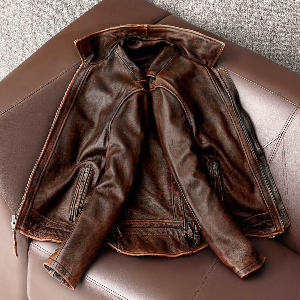 Amekaji Men's Cowhide Leather Jacket