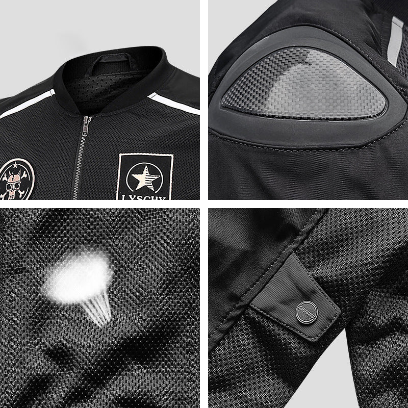 Mesh Bomber Moto Jacket With Armor