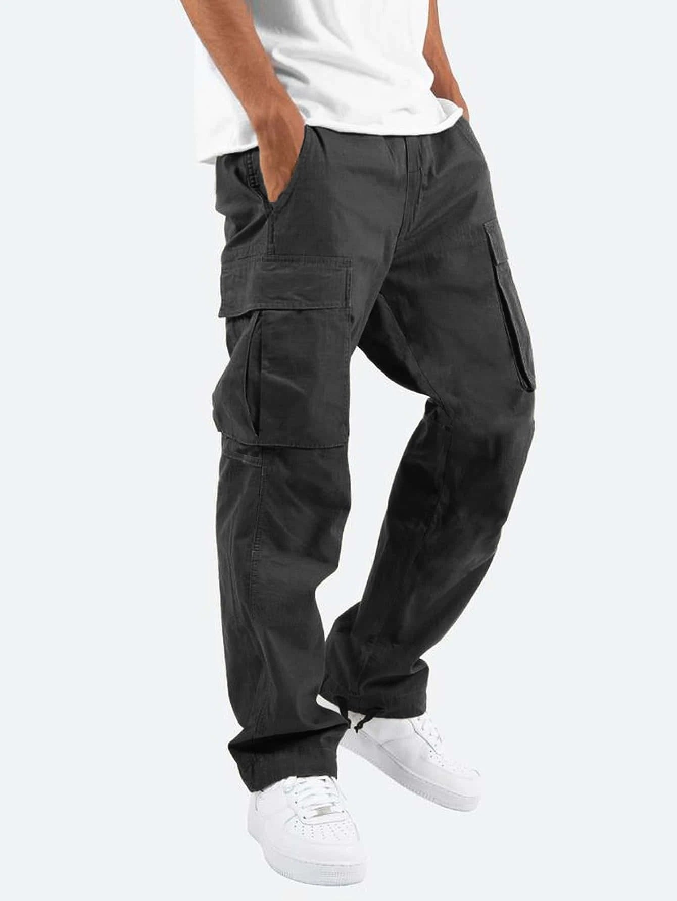 Men's Multi-Pocket Loose Straight-Leg Pants