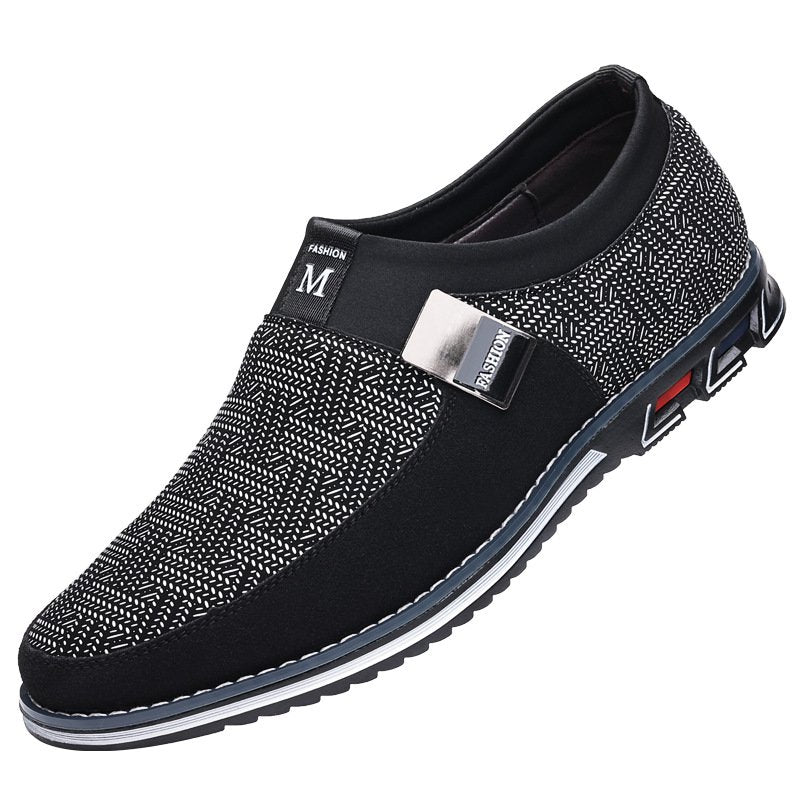 Men black Formal Shoes with Casual Chic Leather Slip On Flat Heel Loafers
