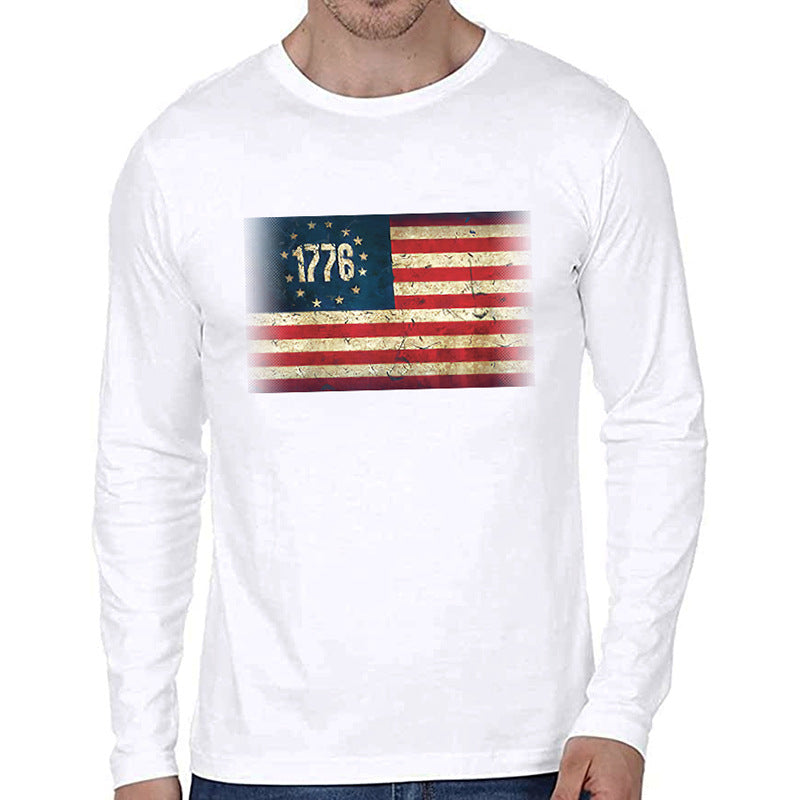 Men's 1776 Independence Day American Flag Print Patriotic Polo Shirt