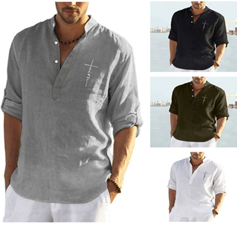 Men's Outdoor Classic Casual Henley Collar Long Sleeve Shirt