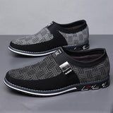 Men black Formal Shoes with Casual Chic Leather Slip On Flat Heel Loafers