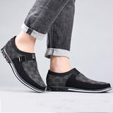Men black Formal Shoes with Casual Chic Leather Slip On Flat Heel Loafers
