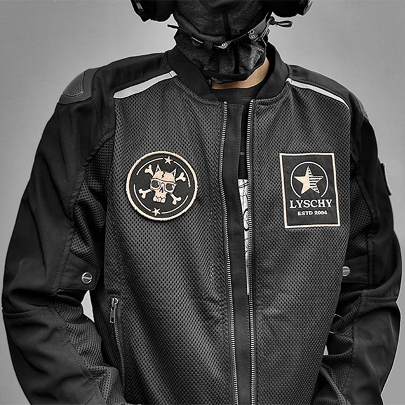 Mesh Bomber Moto Jacket With Armor