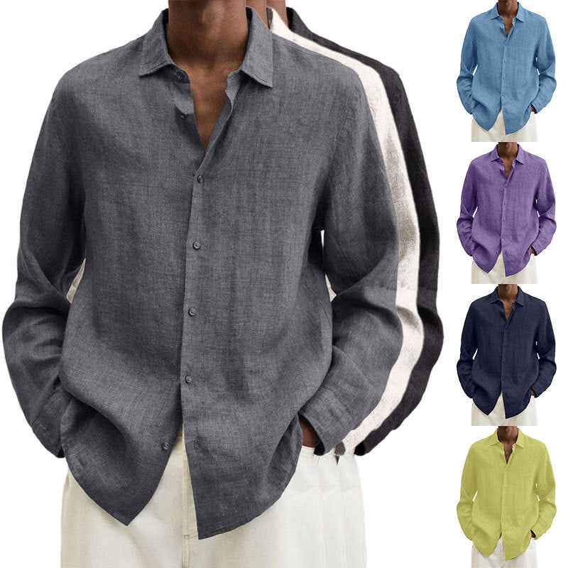 Men's Casual Long Sleeve Cotton Linen Shirt