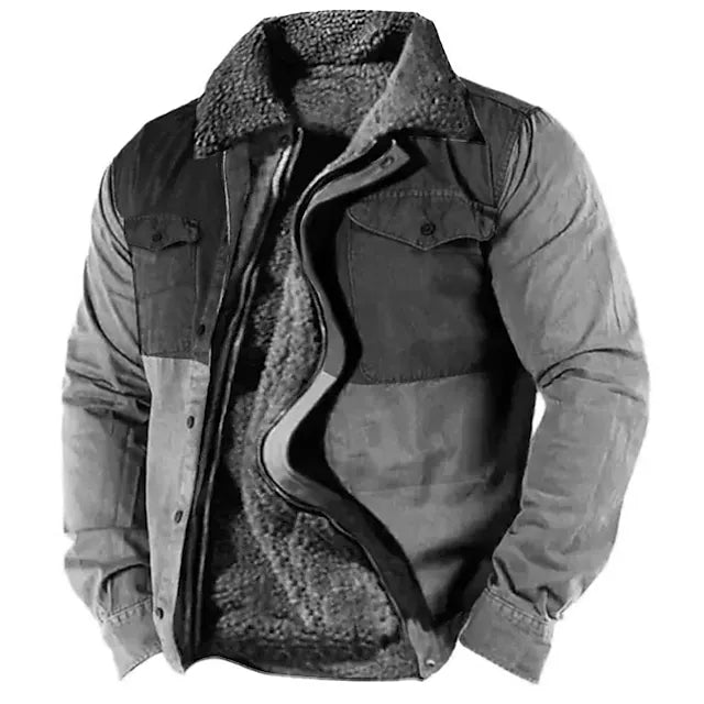 Men's Coat Warm Sports & Outdoor Zipper Letter 3D Printed Graphic Turndown Sports Jacket Outerwear Long Sleeve Pocket