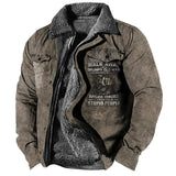 Men's Coat Warm Sports & Outdoor Zipper Letter 3D Printed Graphic Turndown Sports Jacket Outerwear Long Sleeve Pocket