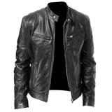 Men’s PU Leather Bomber Jacket – Classic Streetwear Motorcycle Biker Style for Spring & Fall