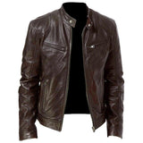 Men’s PU Leather Bomber Jacket – Classic Streetwear Motorcycle Biker Style for Spring & Fall