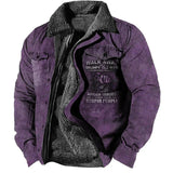 Men's Coat Warm Sports & Outdoor Zipper Letter 3D Printed Graphic Turndown Sports Jacket Outerwear Long Sleeve Pocket
