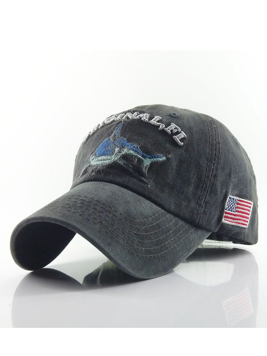 Original Flavor Shark Embroidery Duck Tongue Cap