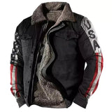 Men's Coat Warm Sports & Outdoor Zipper Letter 3D Printed Graphic Turndown Sports Jacket Outerwear Long Sleeve Pocket