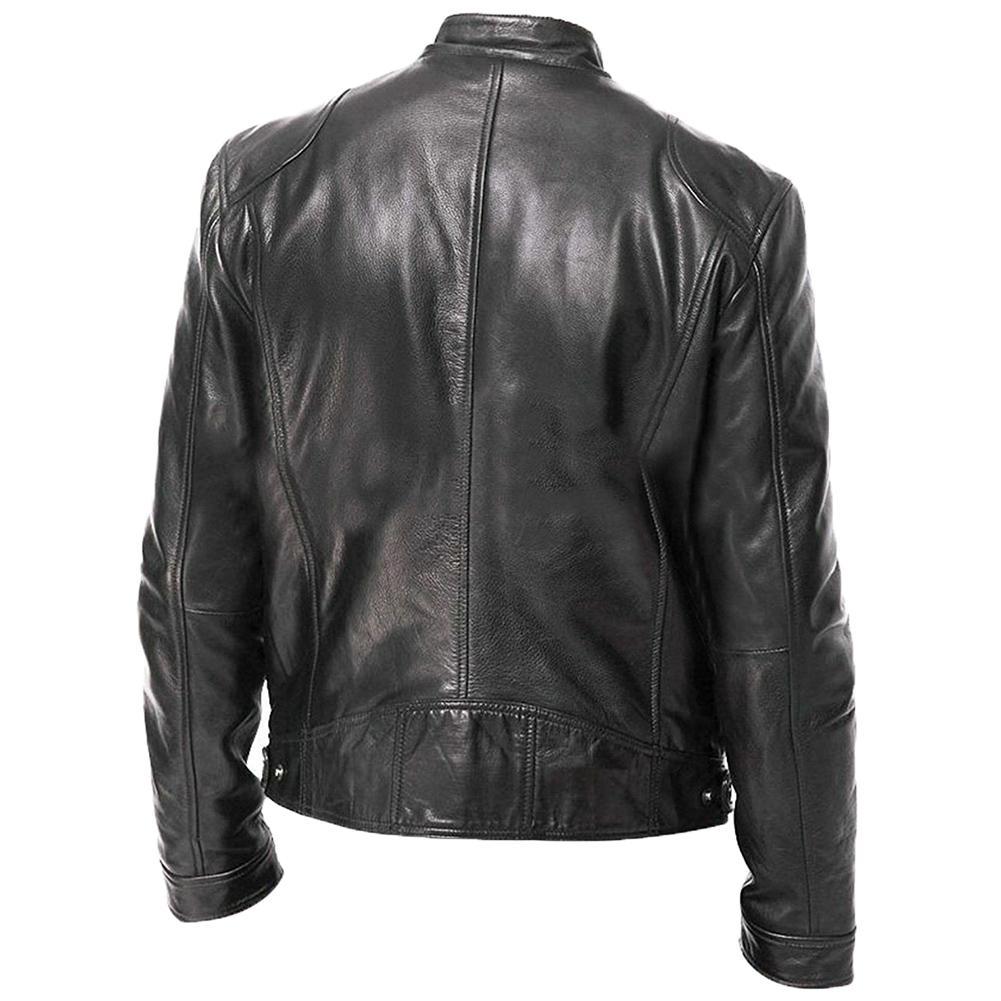 Men’s PU Leather Bomber Jacket – Classic Streetwear Motorcycle Biker Style for Spring & Fall