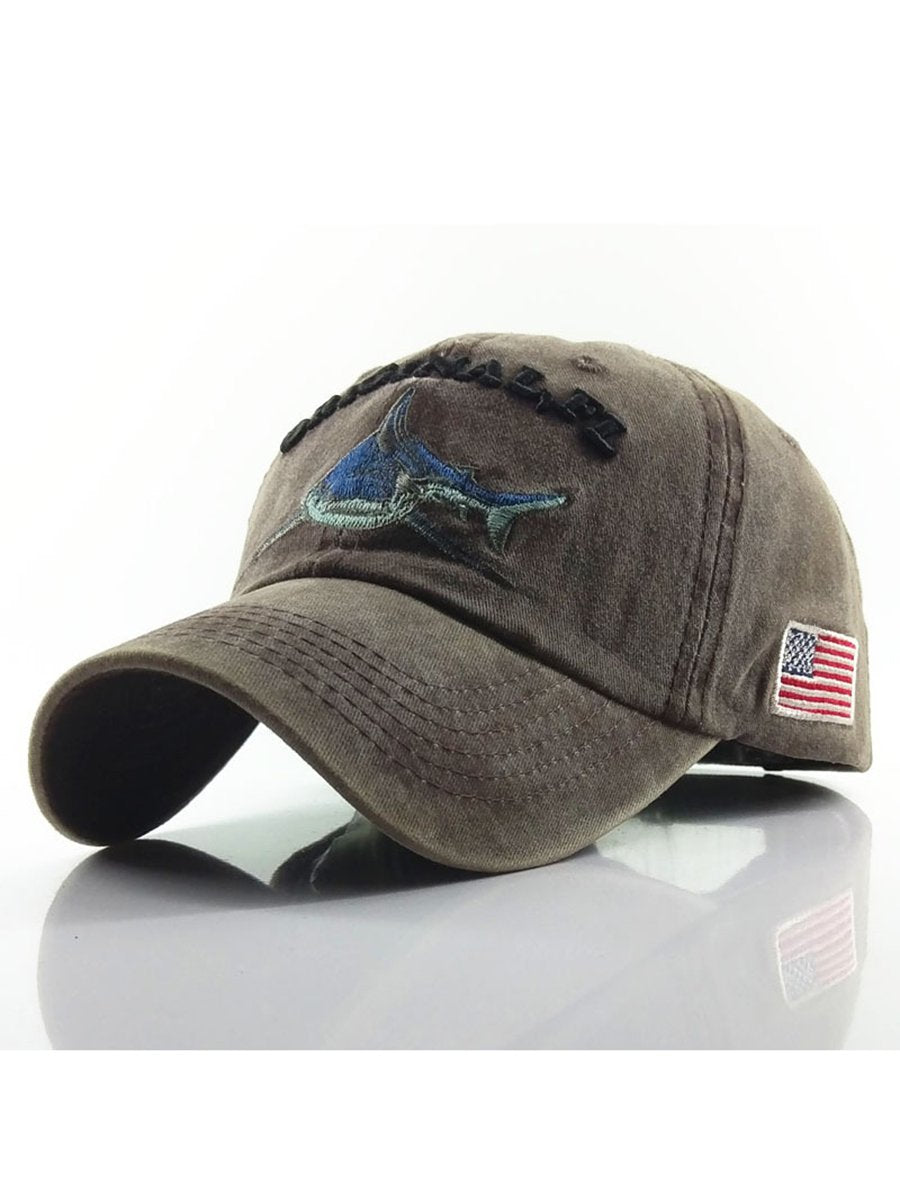 Original Flavor Shark Embroidery Duck Tongue Cap
