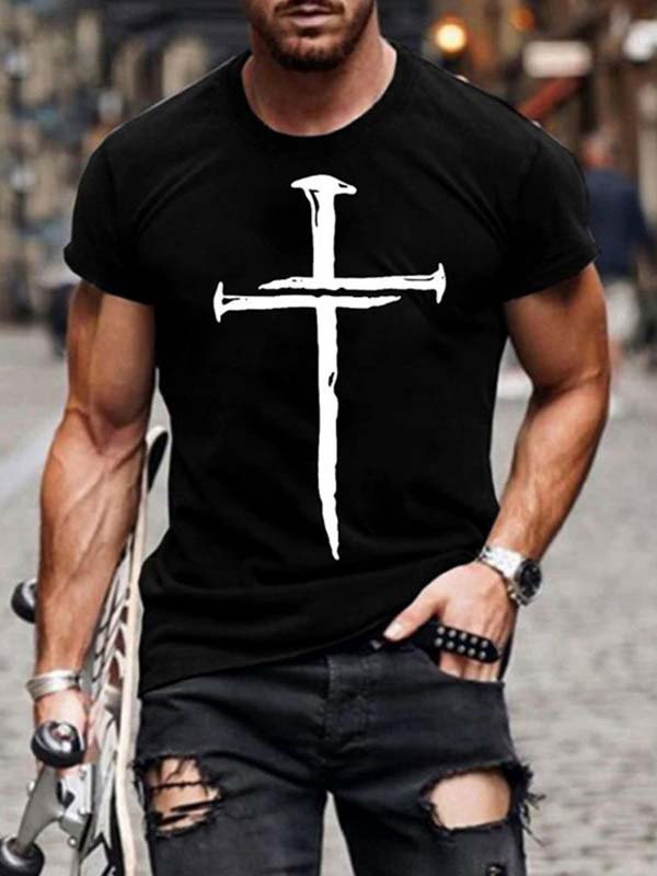 Short Sleeve Crew Neck Casual Printed Shirts & Tops