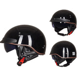 Vintage Half Face Motorcycle Helmet Gloss Black