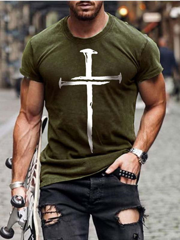 Short Sleeve Crew Neck Casual Printed Shirts & Tops