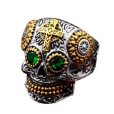 Sugar Skull Ring with CZ Stones