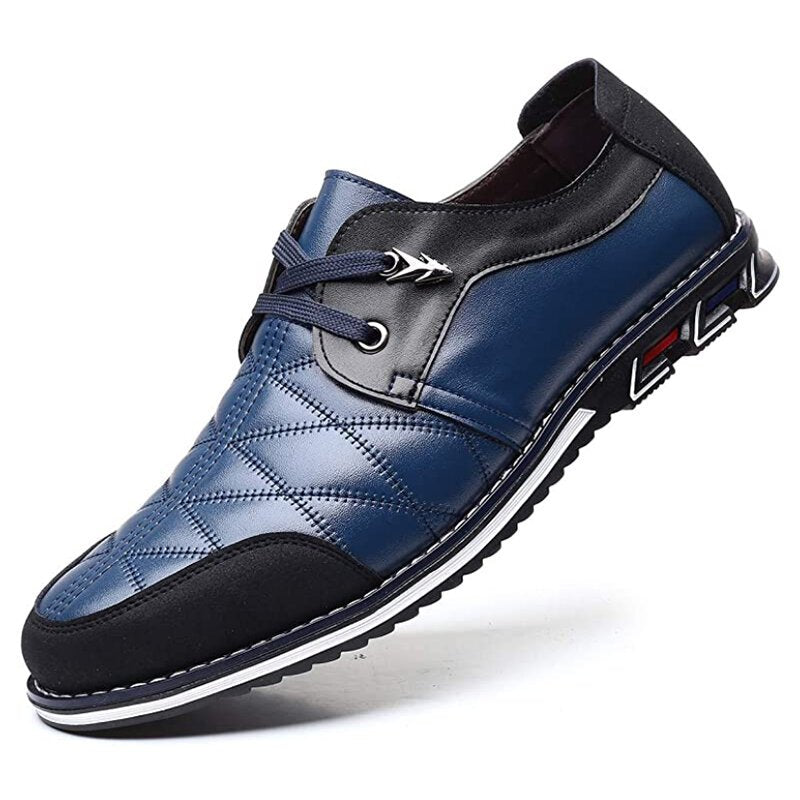Plus Size Men Plaid Leather Soft Lace Up Comfy Casual Shoes