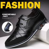 Plus Size Men Plaid Leather Soft Lace Up Comfy Casual Shoes
